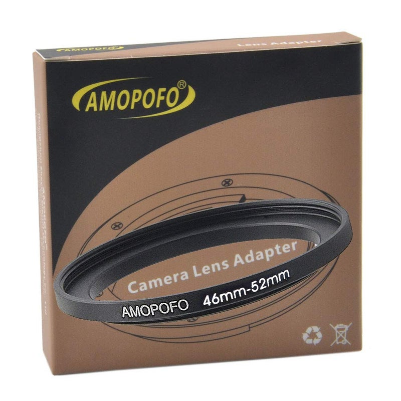 Amopofo 46mm to 52mm Metal Step Up Ring Adapter for Canon,for Nikon,NEX,FX,Camera Lenses & UV,ND,CPL Camera Filters, Made from CNC Machined Space Aluminum with Matte Black Electroplated Finish, Ultra-Slim - Image 1